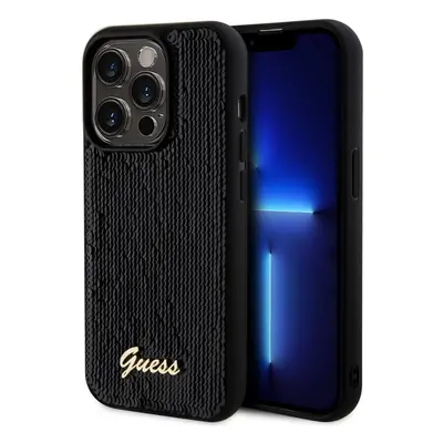 Zadní kryt Guess Sequin Script Logo pro iPhone 14 Pro Max Black