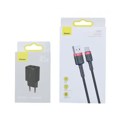 Nabíječka Baseus Compact 10,5W včetně datového kabelu USB-C černo-červená 90984