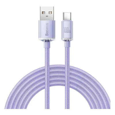 Baseus CAJY000505 Crystal Shine Series Datový Kabel USB - USB-C 100W 2m Purple