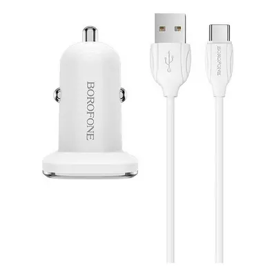 Nabíječka do auta Borofone BZ12 12W včetně USB-C datového kabelu Dual bílá 75586