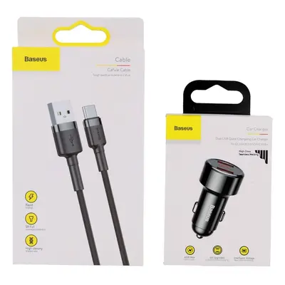 Rychlonabíječka do auta Baseus Magic 45W včetně USB-C datového kabelu černá 61116