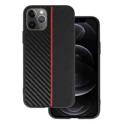 Kryt Tel Protect CARBON pro iPhone 11 Pro černý s červeným pruhem