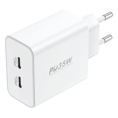 Adaptér Foneng EU50 - 2xTyp C - PD 35W 3A bílý