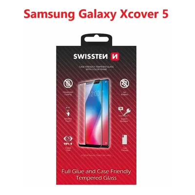 Sklo swissten full glue, color frame, case friendly samsung g525 galaxy xcover 5 černé