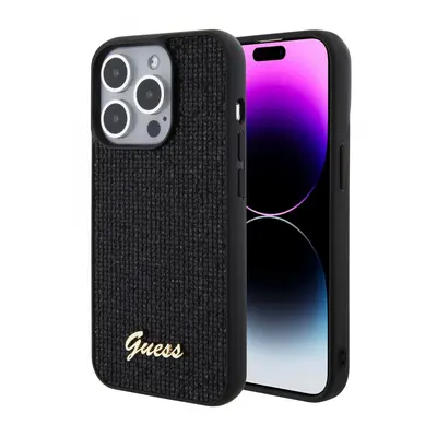 Guess PU Square Mirror Script Logo Zadní Kryt pro iPhone 15 Pro Black