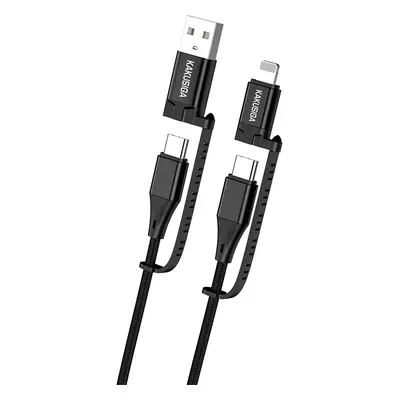 Kabel KAKU KSC-654 Tuojie 4 v 1 - USB + Type C na Type C + Lightning - 1,2 metru černý