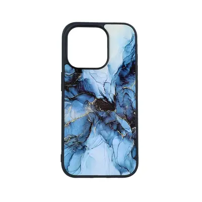 Kryt TopQ Marble iPhone 15 Pro pevný Smoky Blue 105206