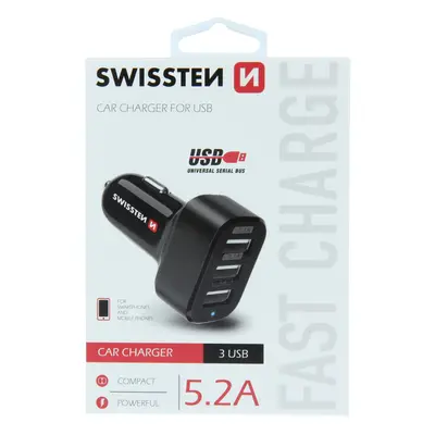 Swissten cl adaptér 3x usb 5,2a power