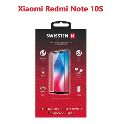 Sklo swissten full glue, color frame, case friendly xiaomi redmi note 10s černé