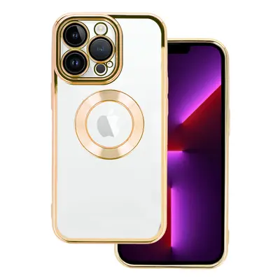 Krásné průhledné pouzdro pro Iphone 14 Pro Max gold