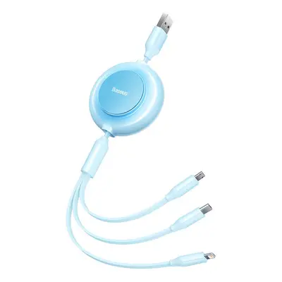 Baseus CAMJ010017 Bright Mirror Kabel 3v1 MicroUSB/USBC/Lightning 3,5A 1.1m Sky Blue