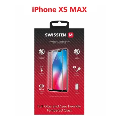 Sklo swissten full glue, color frame, case friendly apple iphone xs max černé