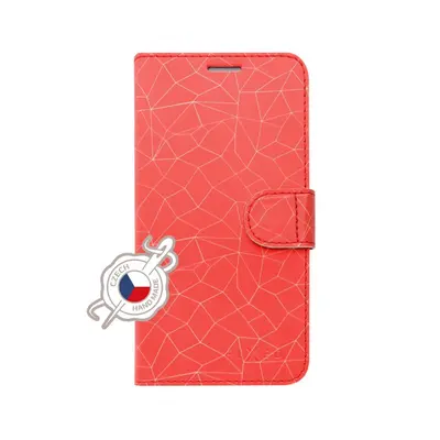 Pouzdro typu kniha FIXED FIT pro Apple iPhone XS, motiv Red Mesh