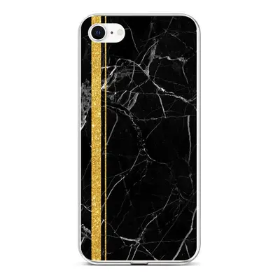 Kryt STYLE TopQ iPhone SE 2022 silikon Mramor černo-zlatý 74149