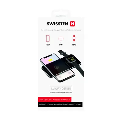 Swissten wireless nabíječka 2v1 černá