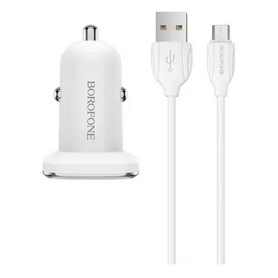 Nabíječka do auta Borofone BZ12 micro USB 2.4A Dual bílá 76689