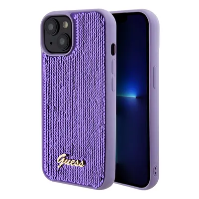 Guess Sequin Script Logo Zadní Kryt pro iPhone 15 Plus Purple