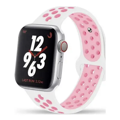 Silikonový řemínek TopQ Bubble pro Apple Watch 3-4-5-6-SE 38-40mm bílo-růžový 60376