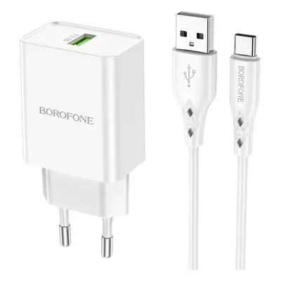 Rychlonabíječka Borofone BN5 Sunlight včetně USB-C datového kabelu bílá 18W 75542