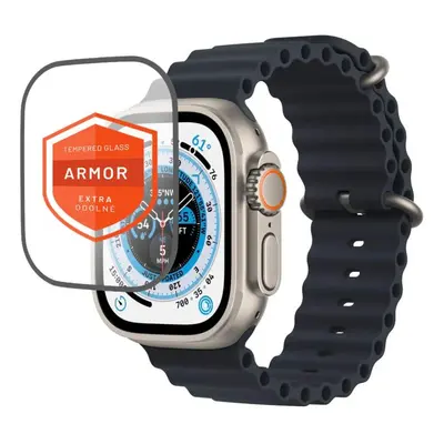 Prémiové ochranné tvrzené sklo FIXED Armor s aplikátorem pro Apple Watch Ultra 49mm, černé