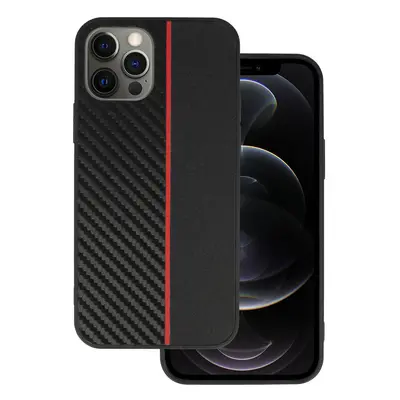 Tel Protect CARBON pouzdro pro iPhone 12 Pro Max black s červeným pruhem