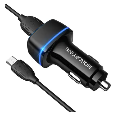 Nabíječka do auta Borofone BZ14 Max vč. microUSB datového kabelu Dual černá