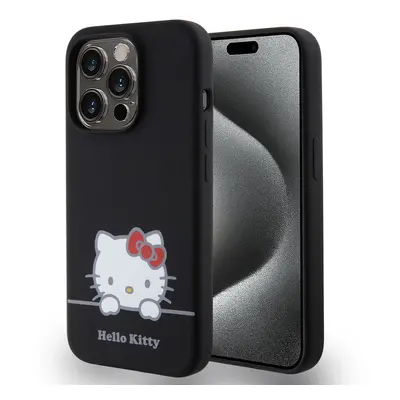 Hello Kitty Liquid Silicone Daydreaming Logo Zadní Kryt pro iPhone 15 Pro Black