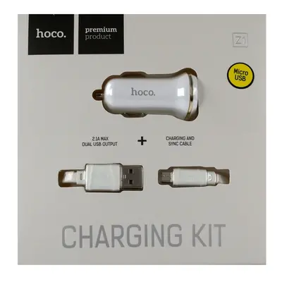 Nabíječka do auta HOCO Z1 micro USB Dual 2.1A bílá 25671