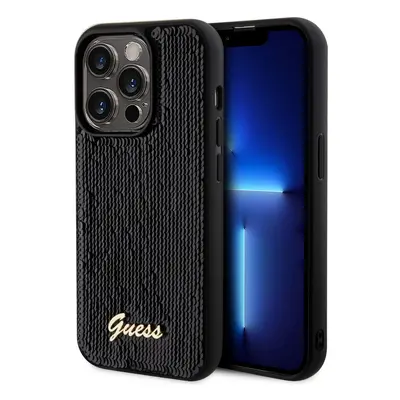 Zadní kryt Guess Sequin Script Logo pro iPhone 14 Pro Black