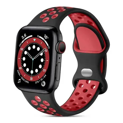 Silikonový řemínek TopQ Bubble pro Apple Watch 3-4-5-6-SE 42-44mm černo-červený 60331