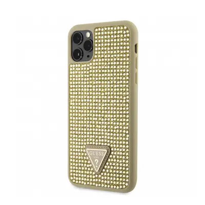 Zadní kryt Guess Rhinestones Triangle Metal Logo na iPhone 11 Pro Max zlatý