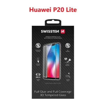 Sklo swissten ultra durable 3d full glue glass huawei p20 lite černé