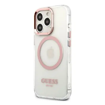 Guess Transparent MagSafe Kompatibilní Zadní Kryt pro iPhone 13 Pro Max Pink