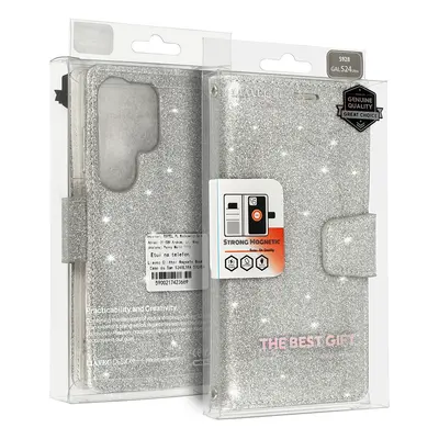 Knížkové pouzdro Liavec Glitter Magsafe pro Samsung Galaxy S23 stříbrný