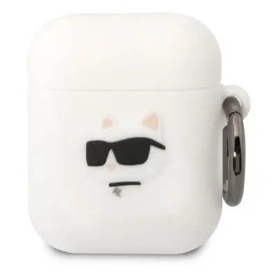 Karl Lagerfeld 3D Logo NFT Choupette Head Silikonové Pouzdro pro Airpods 1/2 White