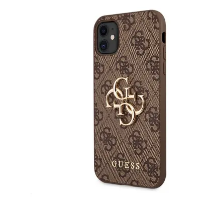 Guess PU 4G Metal Logo Zadní Kryt pro iPhone 11 Brown