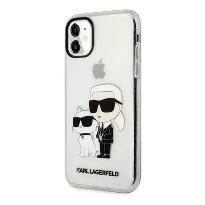 Karl Lagerfeld IML Glitter Karl and Choupette NFT Zadní Kryt pro iPhone 11 Transparent