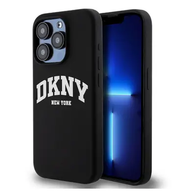 Zadní Kryt DKNY Liquid Silicone Arch Logo MagSafe pro iPhone 15 Pro černý