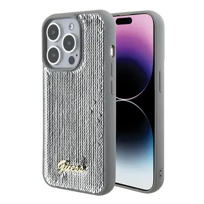 Originální pouzdro GUESS Sequin Script Metal hardcase GUHCP15LPSFDGSS pro Iphone 15 Pro silver