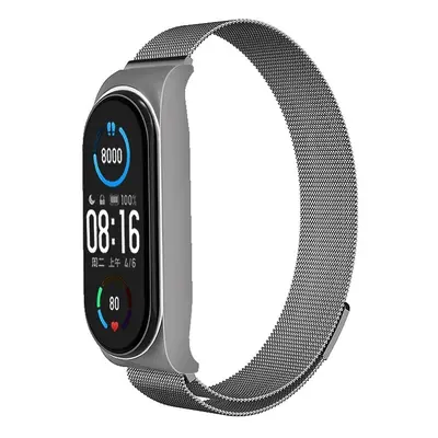 Kovový řemínek TopQ Metal pro Xiaomi Mi Band 5-6 stříbrný 123342