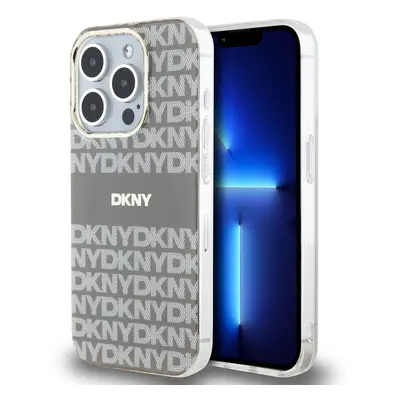 Zadní Kryt DKNY PC/TPU Repeat Pattern Tonal Stripe Magsafe pro iPhone 15 Pro Beige