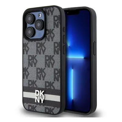 Zadní Kryt DKNY PU Leather Checkered Pattern and Stripe pro iPhone 15 Pro černý