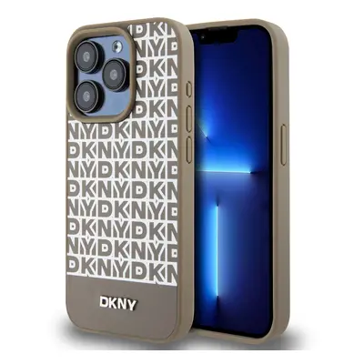 Zadní Kryt DKNY PU Leather Repeat Pattern Bottom Stripe pro iPhone 13 Pro Max hnědý