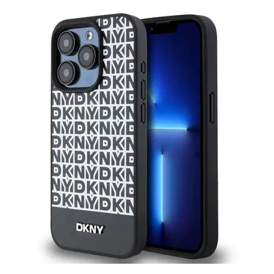 Zadní Kryt DKNY PU Leather Repeat Pattern Bottom Stripe pro iPhone 15 Pro černý