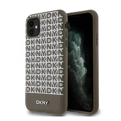 Zadní Kryt DKNY PC/TPU Repeat Pattern Tonal Stripe Magsafe pro iPhone 11 hnědý