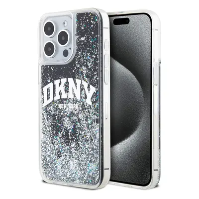 Zadní Kryt DKNY Liquid Glitter Arch Logo pro iPhone 15 Pro Max černý