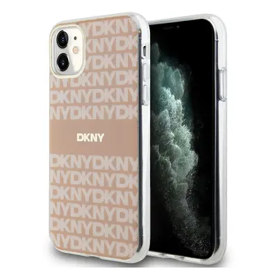 Zadní Kryt DKNY PC/TPU Repeat Pattern Tonal Stripe Magsafe pro iPhone 11 růžový