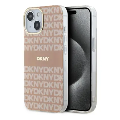 Zadní Kryt DKNY PC/TPU Repeat Pattern Tonal Stripe Magsafe pro iPhone 14 růžový