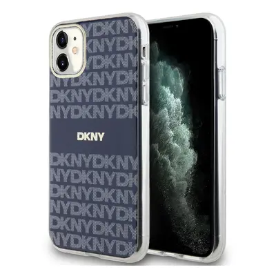 Zadní Kryt DKNY PC/TPU Repeat Pattern Tonal Stripe Magsafe pro iPhone 11 modrý