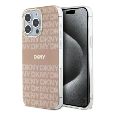 Zadní Kryt DKNY PC/TPU Repeat Pattern Tonal Stripe Magsafe pro iPhone 15 Pro Max růžový